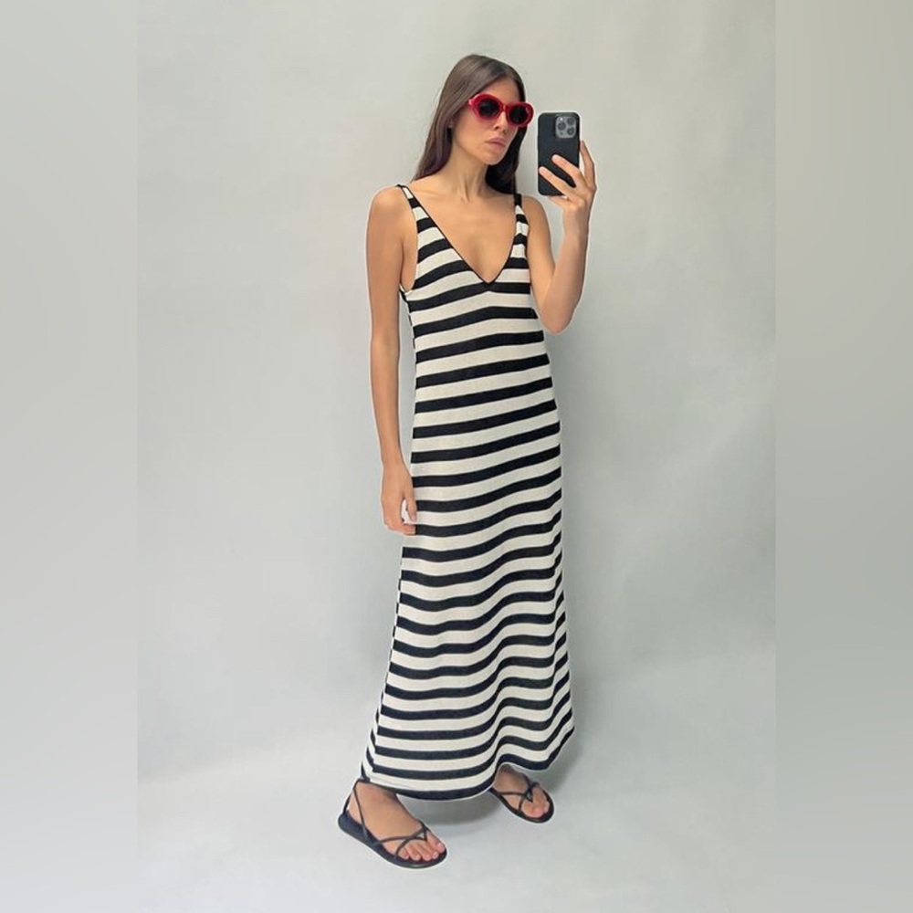 ZARA Knit Striped Maxi Dress